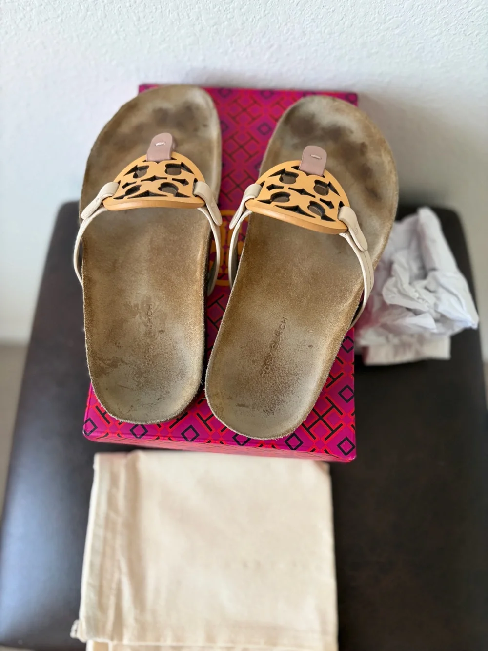 Tory Burch Miller CLOUD Sandals Calf Leather Multi Color Cork 7.5